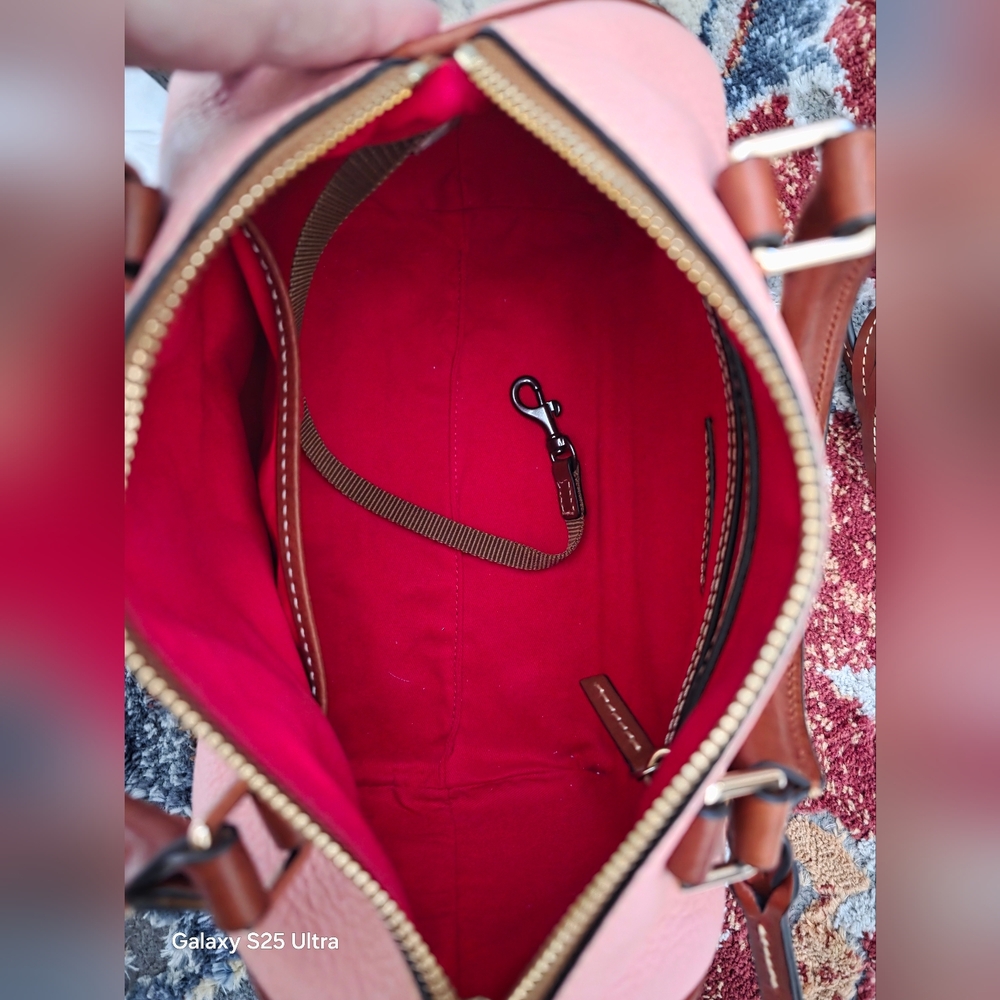 Dooney & Bourke Pink Satchel with Brown Trim - Picture 6 of 6